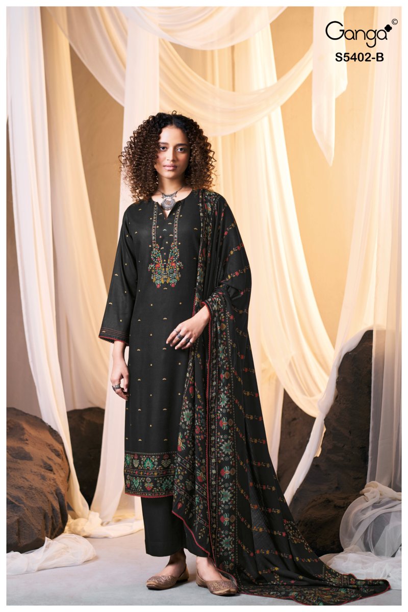 Daelira 5402 By Ganga Pashmina Dress Material